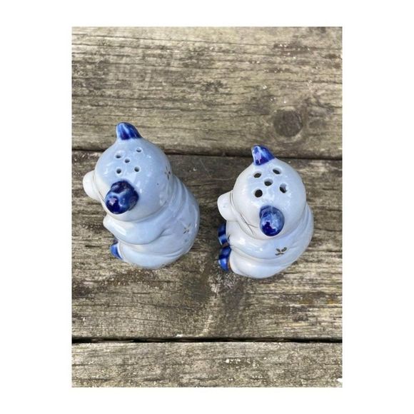 Vintage Salt & Pepper Mini Pigs Blue White - Picture 6 of 9